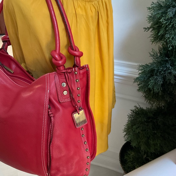 AVORIO Red Studded Leather Shoulder Bag - Picture 2 of 7